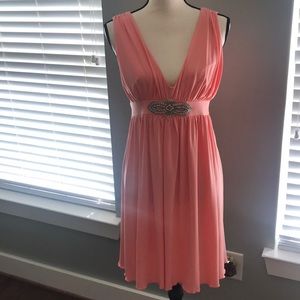 Peach strapless midi dress